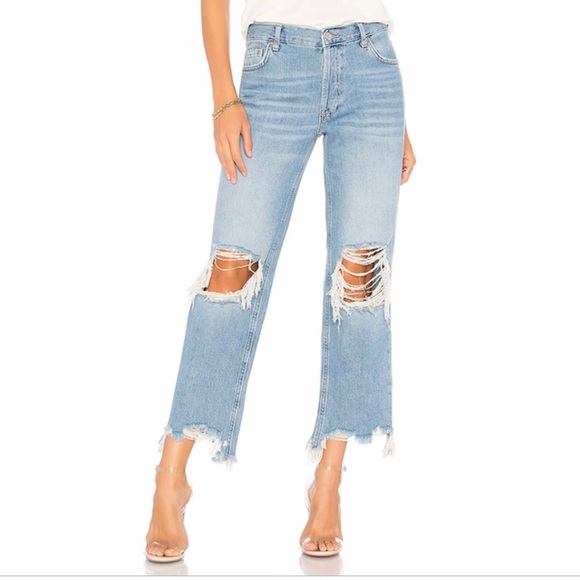 We The Free Denim - We The Free People Maggie Jeans Cropped Frayed Mid Rise Size 26